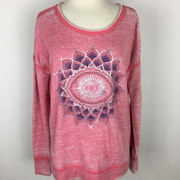 Lucky Lotus Pink Eye Graphic Sweatshirt  Top Small - Picture 1 of 7